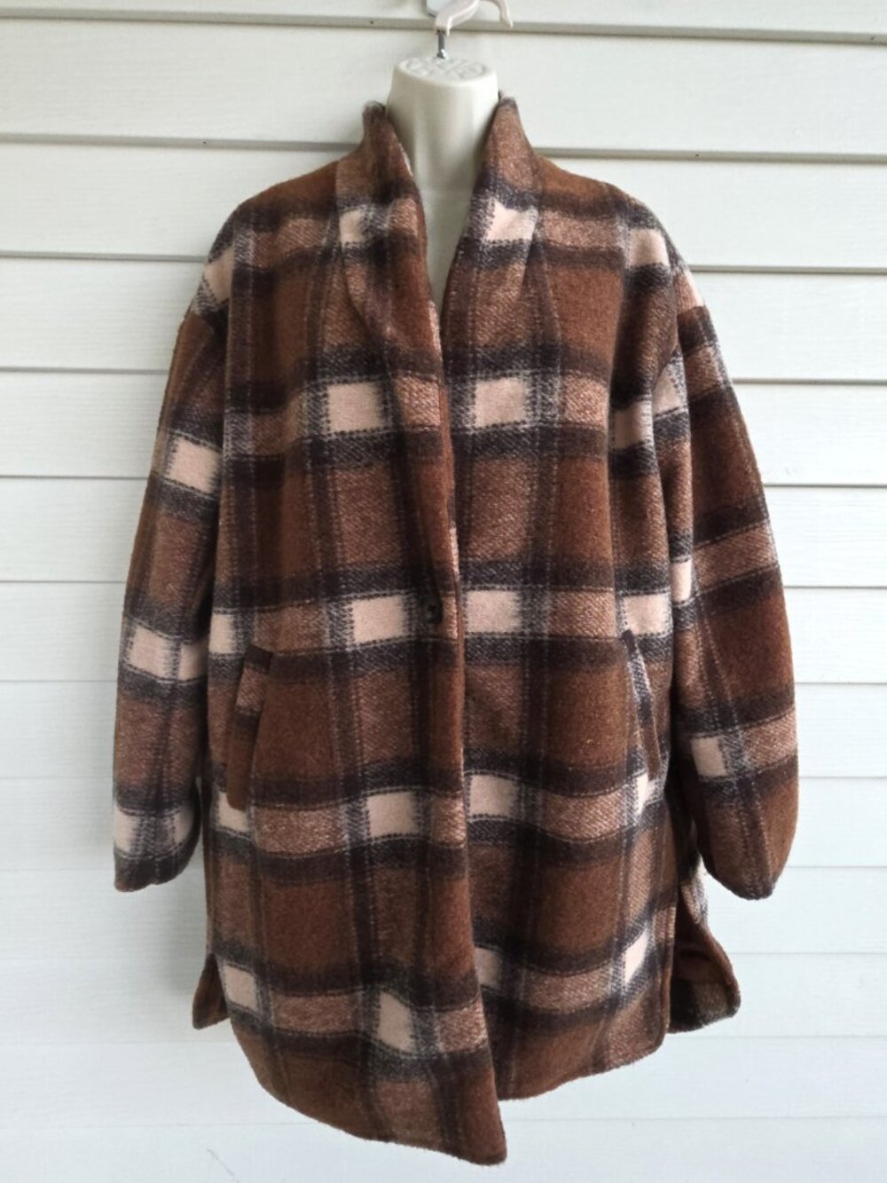 Blank NYC Wanderer Coat in brown plaid